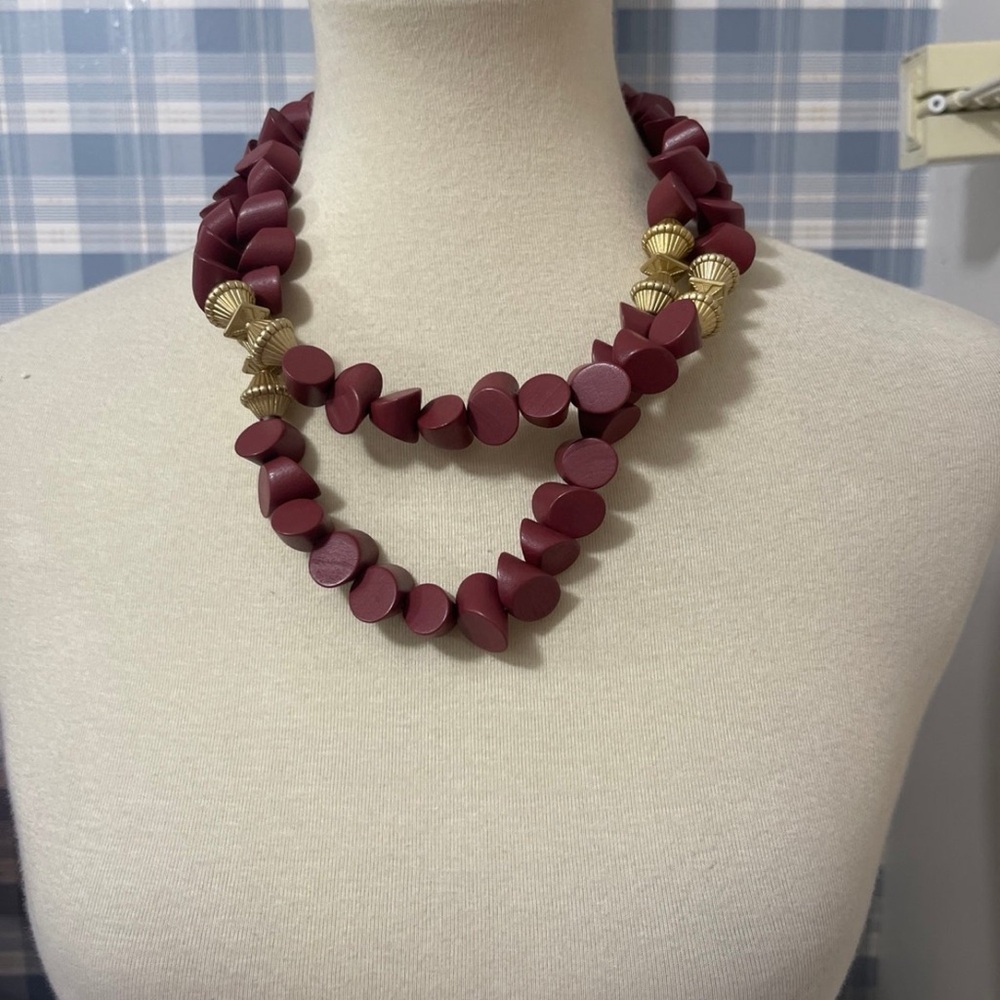 Plunder Burgundy and Gold Statement Necklace